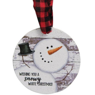 3 Set Happy Snowman Shiplap Ornaments - The Fox Decor